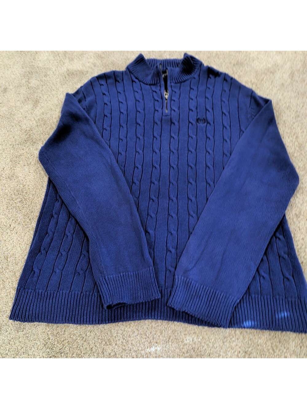 Men's Chaps Navy Blue Cable Knit Half-Zip Sweater Large